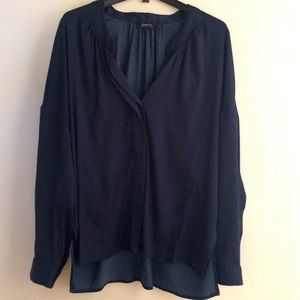 Aritzia Babaton midnight blue silky blouse S
